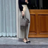 Fongt Casual Suit Trousers Women 2025 Summer New Scycter Trousers Gray Thin Straight Legs Nine Trousers