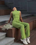 Fongt New Sexy Knitted Vest Trousers Fashion Suit Woman