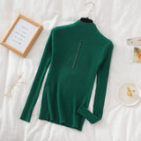 Fongt Collar Sweater Bottomed Women's Long-Sleeved Top 2024 Autumn And Winter New Button Tight Knitted
