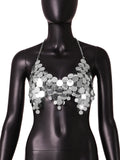 Fongt New Ins Outlet Nightclub Sexy Sequins Show Back Chain Women's Vest