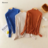 New-Coming Spring Autumn Tops Solid Slim Turtleneck Pullovers Female Thick Soft Knitted High Street Women