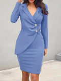 Fongt 2025 Body-Buttoning Hip-Bottom Button Buckle Professional Dress Ebay