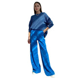 Fongt Spring 2023 New Commuter High Waist Loose Klein Blue Casual Pants And Women's Trousers-Outfit