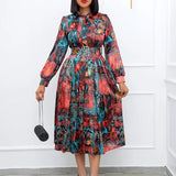 Fongt Belt 2025 Spring New Long-Sleeved High-Waisted Large-Size Banquet Dress