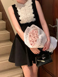 Fongt And Autumn New With The Same Gold Lace Doll Dress Temperament Small Sleeveless Little Black Dress Birthday Dress