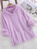 Fongt Autumn And Winter Explosion Of Solid Color Long-Sleeved Hat Hair Double-Sided Plush Pyjamas