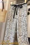 Summer Vintage Paisley Print High Waist Wide Leg Pants Spring Women's Fashion Elastic Waist Soft Full Length