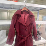 Fongt Autumn New Female Retro Leisure Double Buckle With Belt Long Hair Coat
