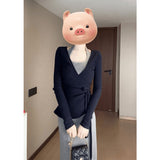 Fongt Price Pure Hot Girl Gray Hanging Neck Sling Dress Black Cardigan Women Summer Waist Thin Suit