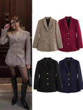Fongt Women's Clothing 2025 Spring New Fashion Thousand Bird With Belt Suit Jacket