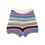 Fongt Autumn New Striped Printed Short Sleeve Clip Sleeve Casual Shorts Striped Knitted Sling Vests