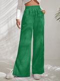 Fongt Autumn And Winter New Women's High-Waisted Slacks Solid Color Corduroy Splicing Open Trousers Women