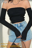 Crop Tops T-shirts, Solid Color Boat Neck Off Shoulder Sexy Tops Pullover with Long Sleeves for Summer Club