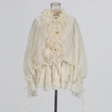 Light-Cooked Windy Sexy Lotus Leaf Side Long-Sleeved Chiffon Dress 2025 New Splicing Flower Design Short Dress Women's
