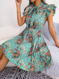 Shooting 2025 Spring And Summer Temperament Flowers Tied Waist Swing 100 Folding Skirt Women's