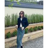 Cropped Tweed Jackets Women Vintage Tassel Basic Short Coats Korean Elegant Single-Breasted Casual Outerwear Spring Autumn-Outfit