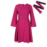 Fongt With Belt African Women's Clothing 2025 Autumn And Winter 2025 New Long-Sleeved Elegant Collar Dress