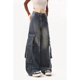 Fongt Jeans Women 2025 New High Street Design High-Rise Loose Straight Leisure Broad Legs Long Pants