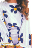 Women’s 2 Piece Fall Outfits, Long Sleeve Off Shoulder Floral Knit Tops + High Waist Zip Up Shorts Sets Spring