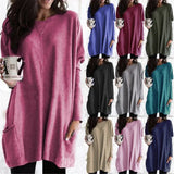 Autumn Pullover Casual Round Neck Long Sleeve Pocket T-shirt