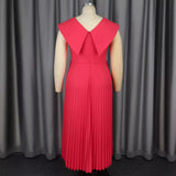 Fongt Spring And Summer Temperament V-Neck Dress Country Wind White Red Folded Dress Elegant Dress
