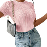 Fongt Spring/Summer OZON Women's Short Sleeve Corrugated Bodycoat Sexy Blouse