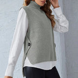 Fongt Women's Vest Pure Color Knit Turleneck Pullover Sleeveless Sweater