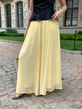 Fongt Xixi 2025 Summer Temperament With High Waist Chiffon Leisure Loose Broad Leg Trousers Skirts 85191