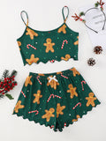 Fongt Sleeveless Gingerbread Man Sling Vest Milk Silk Home Clothing Pajamas Female Autumn Summer Suit-Outfit