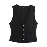 Fongt Women's Clothing 2025 Autumn New Texture Vest Top + Straight Trousers Set