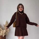 Fongt Solid Color Round Collar Loose Blouse Simple Dress Set In Autumn 2025