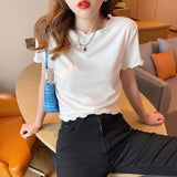 Women Summer Students Solid Tender Casual All-match Girlish Elegant Fashion Slim Korean Style Sweet Футболка