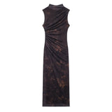 Fongt Women's Clothing 2025 Spring New Sleeveless Folding Decorative Fan Flute Dress Dress Dress