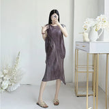 Fongt Three Folded New Dress Casual Style Folded Folded Long Skirt