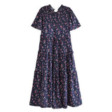 Fongt Women's New Cotton-Print T-Shirt With Loose Cake Dress 8744