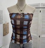 Fongt Shooting Holiday Storm Spot Bump Color Mesh Strapped Braped Vest Female Summer Dew Back Hottie Top 8085