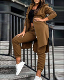 Fongt New Fashion Casual Hooded Grip Velvet Jacket Two Sets Of Women's Clothing
