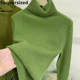 Women's Turtleneck Sweaters Warm Pullover Basic Slim Korean Casual Fall Winter Elegant Knitted Tops All Match