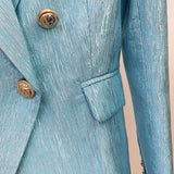 QUALITY Newest 2023 Designer Jacket Women's Double Breasted Lion Buttons Slim Fitting Shimmer