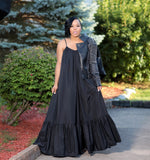 Short Sleeve Ruffled Maxi Long
