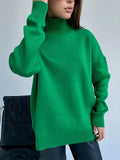 Women Turtleneck Sweater Knitted Oversized 2022 Autumn Winter Thick Warm Pullover Tops Ladies Casual Loose Female Pull