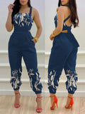 New Independent Station Fashion Strap Popular Style Positioning Printed Jumpsuit Stock-Outfit