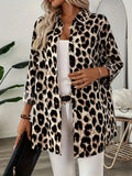 Fongt And Winter New Elegant Shirt Leopard Print Long-Sleeved Casual Holiday Shirt Top