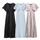 Fongt 2025 New Women's Temperament Silk And Simoufry Dress