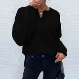 Fongt Fashion Women's Top Knit Jumper Long Sleeve V-Neck Pocket Solid Color Sweater Women's
