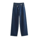 Fongt Women's INS Burst Fashion Double Trousers High-Rise Jeans
