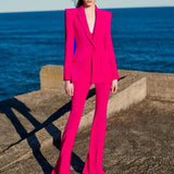 QUALITY Newest 2023 Designer Runway Suit Set Women's Career Fashion Single Button Slim Fitting Blazer Flare Pants