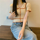 Fongt Niche Polo-Collared Ice Silk Knitted Cardigan Women 2023 Summer New Thin Chic