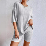 Fongt 2025 Fashion Casual Spring Round-Neck Loose Women's Shorts Set