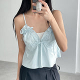 Design Sweet And Fresh Summer Fresh Temperament 100-Fold Vest Pleated With Solid Color Sling Vest-Outfit